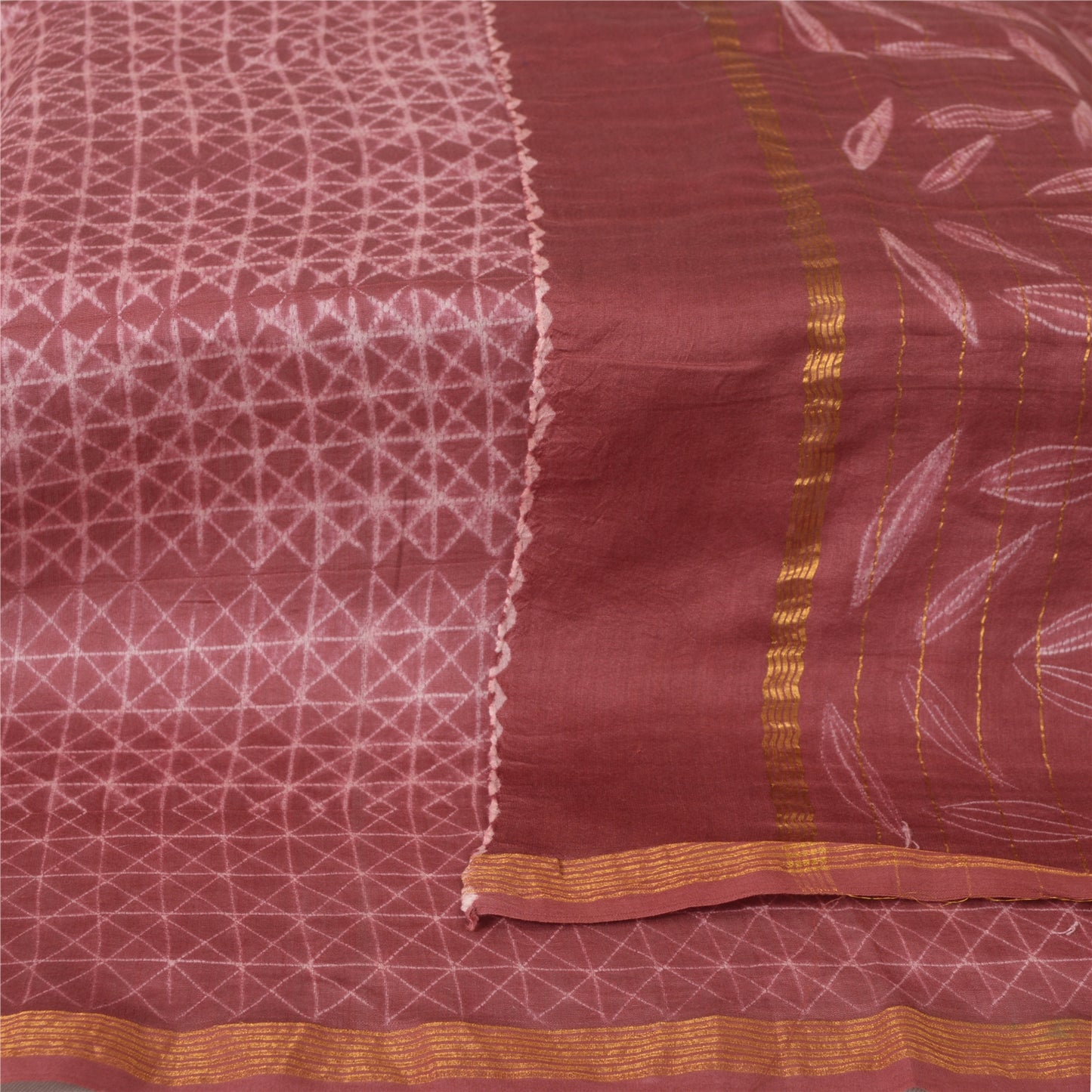 Sanskriti Vintage Long Dupatta Dusty Pink Pure Cotton Print Zari Work Stole Veil