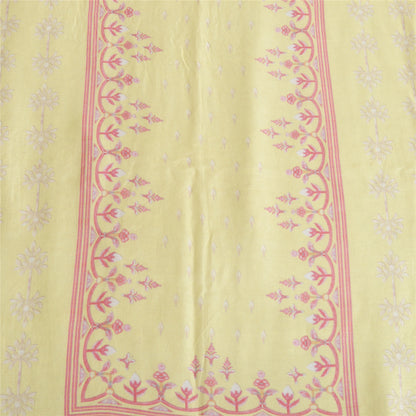 Sanskriti Vintage Long Dupatta Pure Cotton Lemon Yellow Printed Stole Scarf Veil