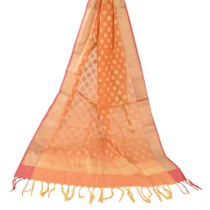 Sanskriti Vintage Indian Orange Dupatta Long Stole Art Silk Woven Premium Hijab