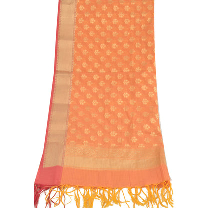 Sanskriti Vintage Indian Orange Dupatta Long Stole Art Silk Woven Premium Hijab