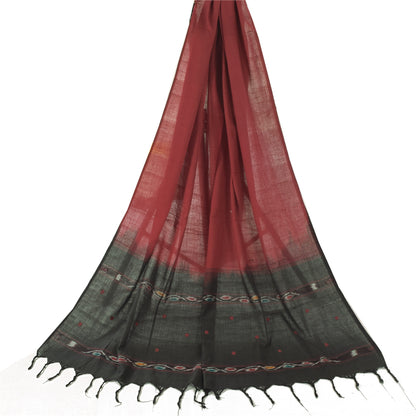 Sanskriti Vintage Dupatta Long Stole Pure Cotton Hand Embroidery Ikat Woven Veil