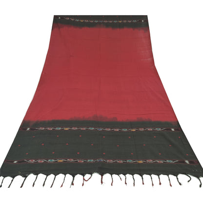 Sanskriti Vintage Dupatta Long Stole Pure Cotton Hand Embroidery Ikat Woven Veil