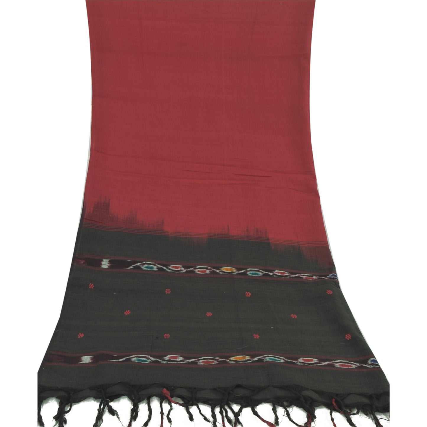 Sanskriti Vintage Dupatta Long Stole Pure Cotton Hand Embroidery Ikat Woven Veil