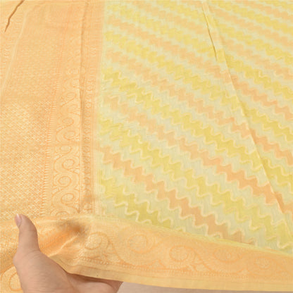 Sanskriti Vintage Yellow Dupatta Long Stole Pure Cotton Woven Premium Wrap Veil