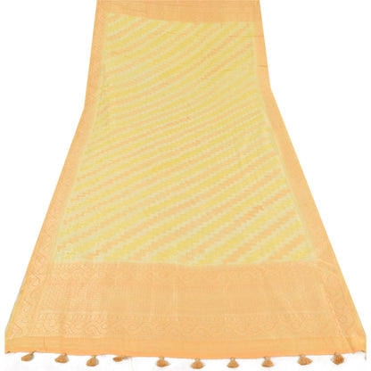 Sanskriti Vintage Yellow Dupatta Long Stole Pure Cotton Woven Premium Wrap Veil