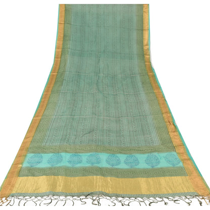 Sanskriti Vintage Indian Dupatta Long Stole Art Silk Hand Block Printed Scarves