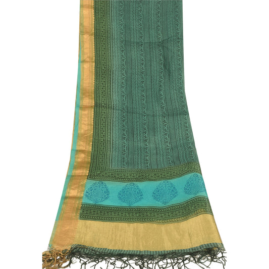 Sanskriti Vintage Indian Dupatta Long Stole Art Silk Hand Block Printed Scarves