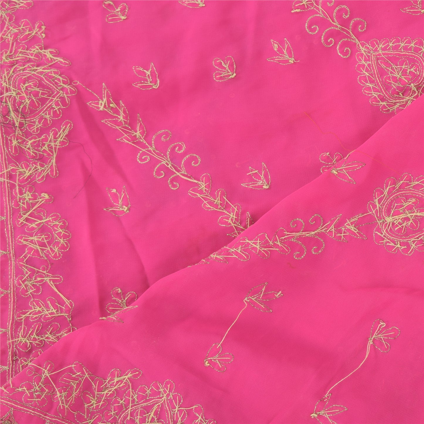 Sanskriti Vintage Pink Dupatta Long Stole Art silk Hand Beaded Premium Wrap Veil