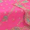 Sanskriti Vintage Pink Dupatta Long Stole Art silk Hand Beaded Premium Wrap Veil