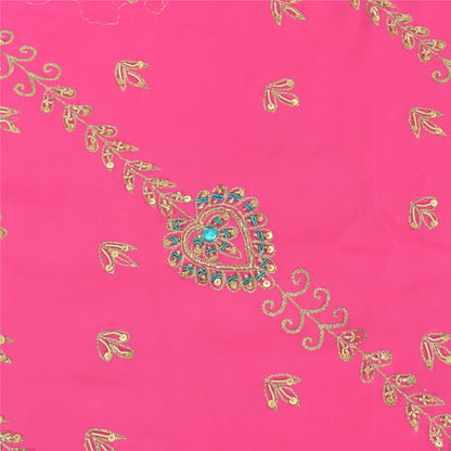 Sanskriti Vintage Pink Dupatta Long Stole Art silk Hand Beaded Premium Wrap Veil