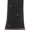 Sanskriti Vintage Black Dupatta Long Stole Pure Chiffon Silk Hand Beaded Scarves