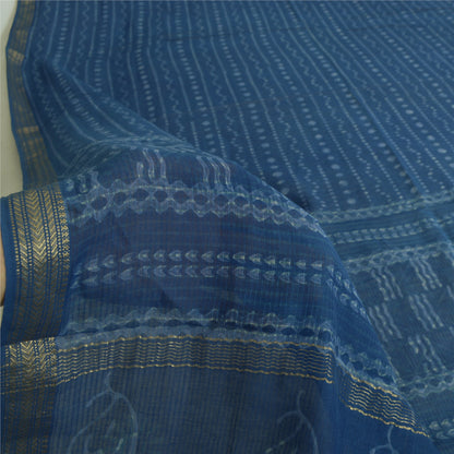 Sanskriti Vintage Long Blue Dupatta Bagru Hand Block Printed Pure Cotton Stole