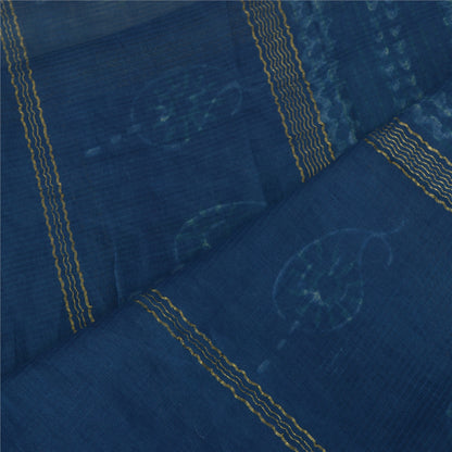 Sanskriti Vintage Long Blue Dupatta Bagru Hand Block Printed Pure Cotton Stole