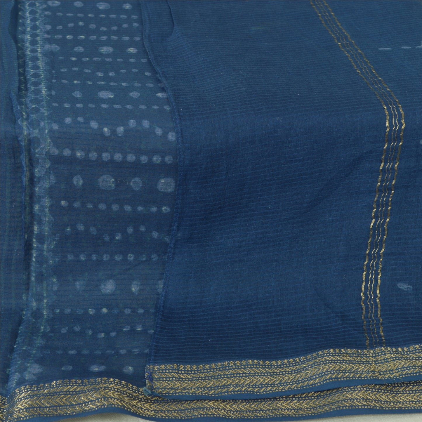 Sanskriti Vintage Long Blue Dupatta Bagru Hand Block Printed Pure Cotton Stole