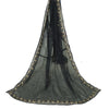 Sanskriti Vintage Long Gray Dupatta Pure Chiffon Silk Hand Beaded Scarves Stole