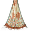 Sanskriti Vintage Long Dupatta/Stole Ivory Blend Cotton Printed Stole Scarf Veil