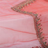 Sanskriti Vintage Long Dupatta Red Net Mesh Wedding Hand Beaded Stole Scarf Veil