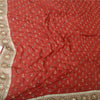 Sanskriti Vintage Long Dupatta Pure Chiffon Red Hand Bead Zari Stole Scarf Veil