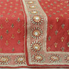 Sanskriti Vintage Long Dupatta Pure Chiffon Red Hand Bead Zari Stole Scarf Veil