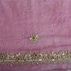 Sanskriti Vintage Long Dupatta Pure Chiffon Pink Hand Beaded Stole Scarf Veil