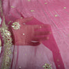 Sanskriti Vintage Long Dupatta Pure Chiffon Pink Hand Beaded Stole Scarf Veil