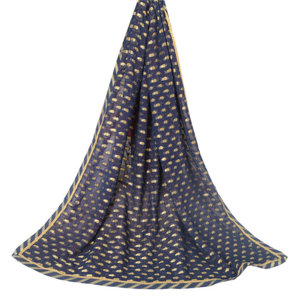 Sanskriti Vintage Long Dupatta Pure Georgette Red/Blue Golden Woven Stole Veil