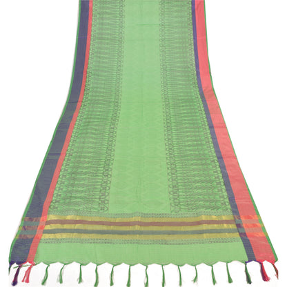 Sanskriti Vintage Long Dupatta/Stole Green Artificial Silk Hand Block Printed