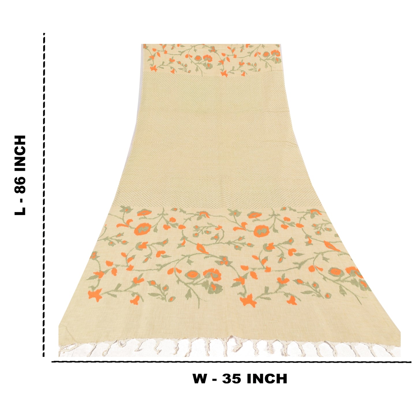 Sanskriti Vintage Ivory Dupatta Long Stole Pure Cotton Printed Premium Wrap Veil