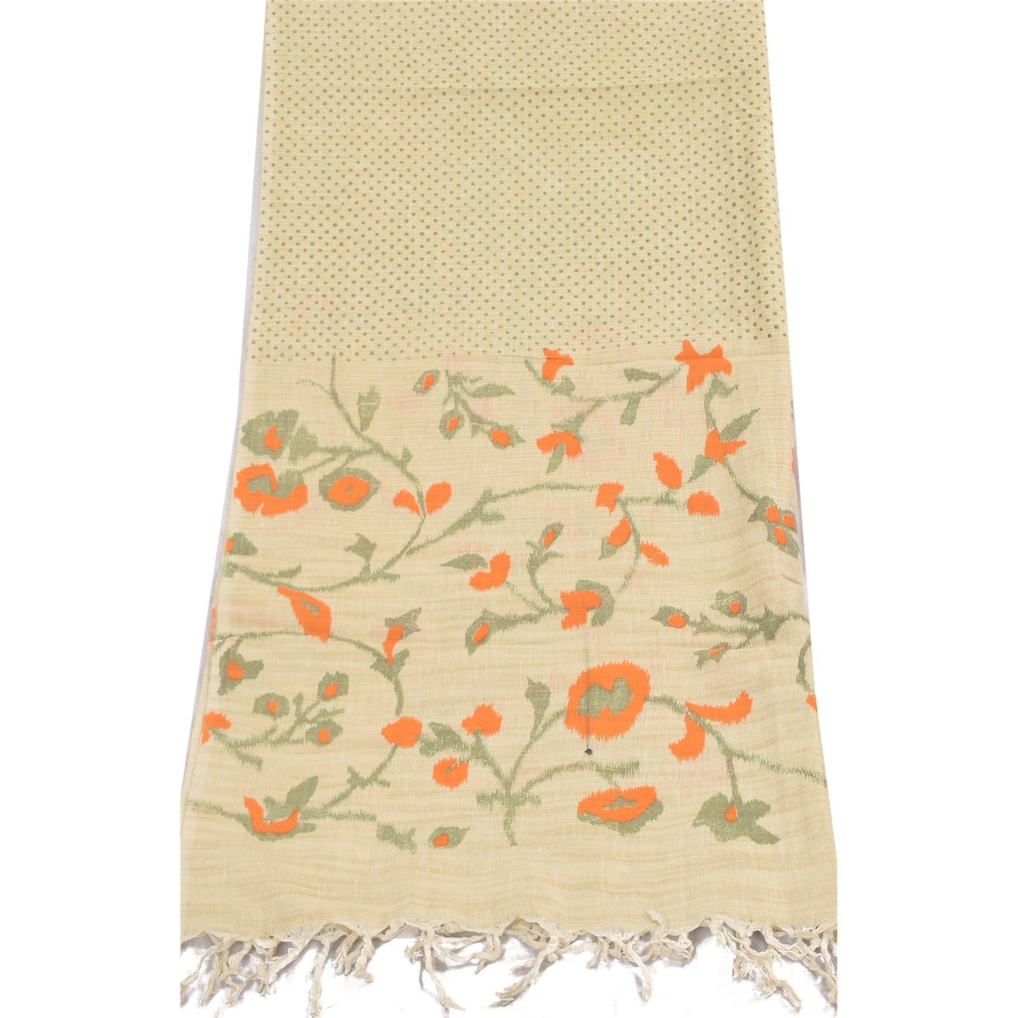 Sanskriti Vintage Ivory Dupatta Long Stole Pure Cotton Printed Premium Wrap Veil