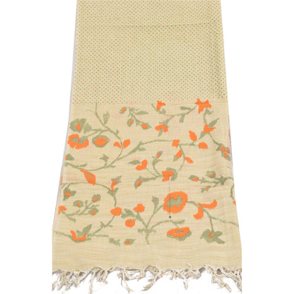 Sanskriti Vintage Ivory Dupatta Long Stole Pure Cotton Printed Premium Wrap Veil