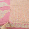 Sanskriti Vintage Long Dupatta/Stole Unique Blend Silk Pink Printed Scarf Veil