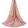 Sanskriti Vintage Long Dupatta/Stole Unique Blend Silk Pink Printed Scarf Veil