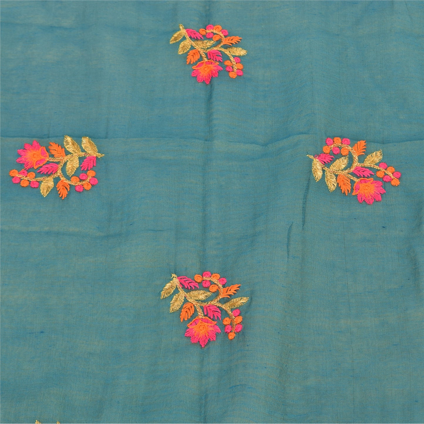 Sanskriti Vintage Long Dupatta/Stole Blue Art Silk Embroidered Scarf Veil Stole