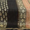 Sanskriti Vintage Long Dupatta/Stole Pure Cotton Black Hand Bloc Printed Veil