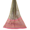 Sanskriti Vintage Long Dupatta/Stole Cotton Silk Pink/Green Hand Block Printed