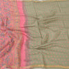 Sanskriti Vintage Long Dupatta/Stole Cotton Silk Pink/Green Hand Block Printed