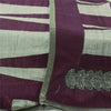 Sanskriti Vintage Long Dupatta/Stole Purple/Ivory Pure Silk Lace Printed Scarf