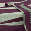 Sanskriti Vintage Long Dupatta/Stole Purple/Ivory Pure Silk Lace Printed Scarf