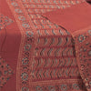 Sanskriti Vintage Long Dupatta/Stole Pure Cotton Dusty Red Hand Block Print Veil