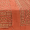 Sanskriti Vintage Long Dupatta/Stole Pure Crepe Silk Orange Printed Scarf Veil