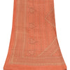 Sanskriti Vintage Long Dupatta/Stole Pure Crepe Silk Orange Printed Scarf Veil