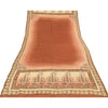 Sanskriti Vintage Long Dupatta/Stole Pure Crepe Silk Orange Printed Scarf Veil