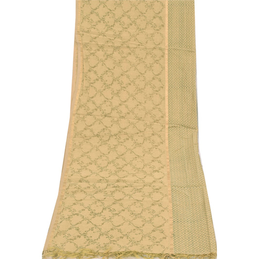 Sanskriti Vintage Long Dupatta/Stole Peach Cotton Silk Printed Zari Scarf Veil