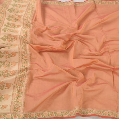 Sanskriti Vintage Orange Dupatta Long Stole Art Silk Woven Premium Wrap Scarves