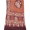 Sanskriti Vintage Brown Dupatta Long Stole Pure Silk Printed Batik Premium Veil