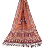 Sanskriti Vintage Brown Dupatta Long Stole Pure Silk Printed Batik Premium Veil