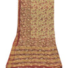 Sanskriti Vintage Brown Dupatta Long Stole Pure Georgette Kantha Printed Scarves