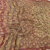 Sanskriti Vintage Brown Dupatta Long Stole Pure Georgette Kantha Printed Scarves