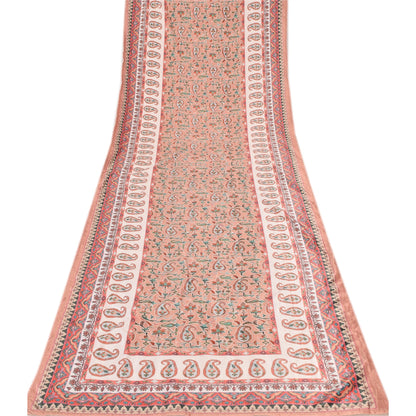 Sanskriti Vintage Long Dupatta/Stole Velvet Kani Printed Peach Scarf Wrap Veil