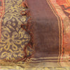 Sanskriti Vintage Brown/orange Dupatta Long Stole Art Silk Printed Premium Veil